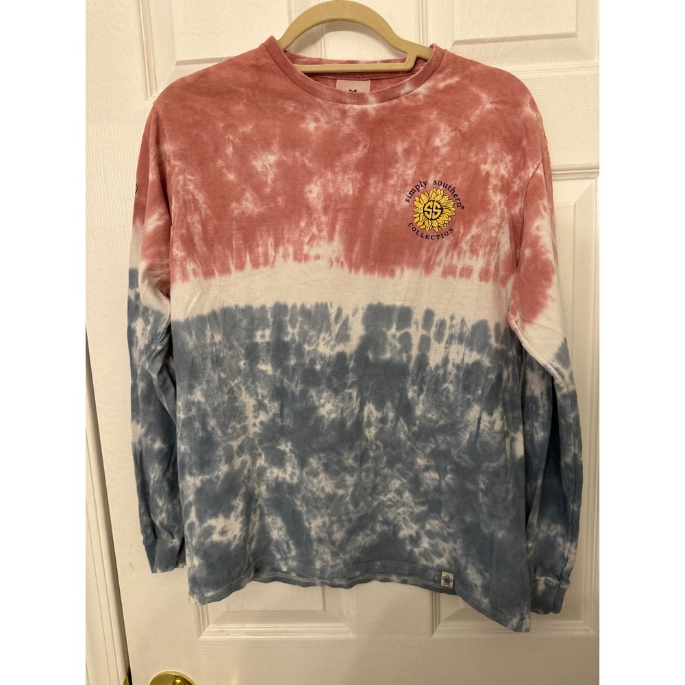 Simply Southern Carpe Diem Sunflower Tie Dye Long Sleeve Shirt Medium